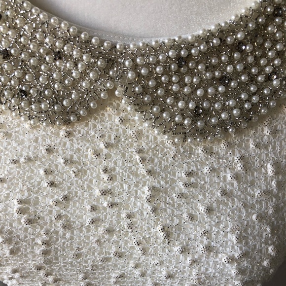 Elegant Vintage style dress pearl white sequence S - Picture 3 of 3